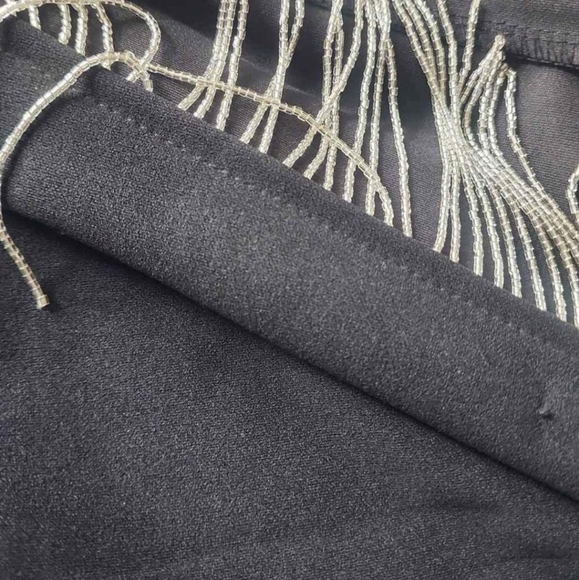 FINAL PRICE⚡️Sexy One Shoulder Beaded Fringe High Slit Coctail Dress sz 4-6 - Picture 7 of 9